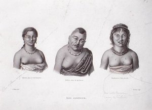 Épouses des chefs hawaïens des îles Sandwich, c.1824 - Alphonse (after) Pellion