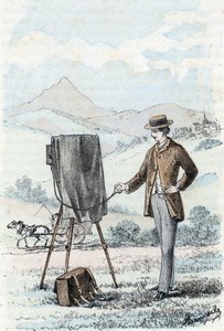 Passe-temps de la haute société et de la bourgeoisie : la pratique de la photographie en amateur (photographe amateur) Gravure de « Les Besoins de la Vie » par Rengade