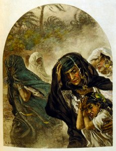 Illustration de Dinet tirée de "Mirages" Scènes de la vie arabe. 1906. Mirages, Scènes de la vie arabe a été illustré par Etienne Dinet et commenté par Silman Ben Ibrahim Bamer. Nasreddine Dinet est né sous le nom d
