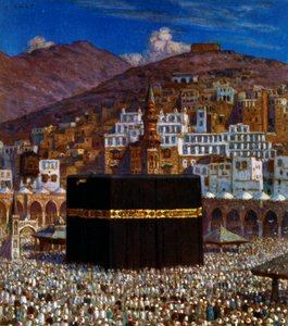 Illustration représentant des pèlerins musulmans à la Kaaba à La Mecque. par Nasreddine Dinet (Alphonse-Étienne Dinet)