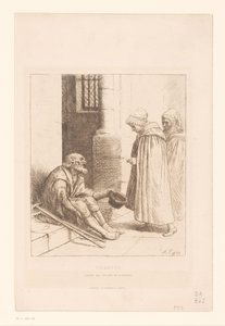 Mendiant sur un escalier