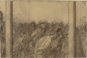 Foule de personnes vue entre deux colonnes [verso] - Alphonse Legros