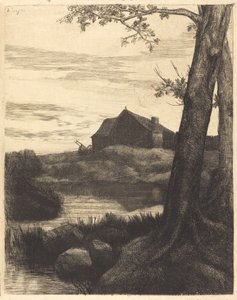 Ferme avec grand arbre - Alphonse Legros