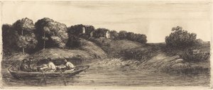 Paysage avec bateau, 1ère planche - Alphonse Legros