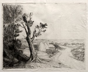 Paysage avec meules de paille - Alphonse Legros