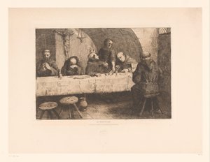 Réfectoire avec des moines priant - Alphonse Legros