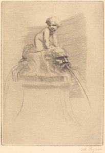 Petite fontaine, enfant jouant sur des grotesques - Alphonse Legros