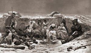 Soldats français dans une tranchée. Siège de Paris. Guerre franco-prussienne - Alphonse Marie de (after) Neuville