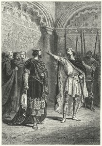 Hugues Capet, roi des Francs, et le comte rebelle Adalbert de Périgord, 987 (gravure) - Alphonse Marie de (after) Neuville