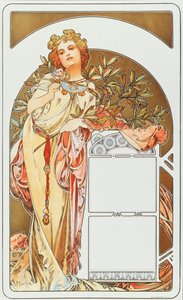 Affiche publicitaire par Alphonse Mucha pour le calendrier 1898 - Collection privée