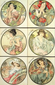 Juillet / Août / Septembre / Octobre / Novembre / Décembre - Alphonse Mucha