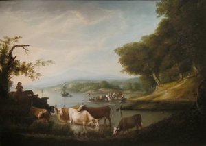 Un abreuvoir calme - Une scène étendue et illimitée avec du bétail - Alvan Fisher