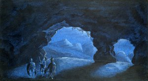 Trois hommes dans une grotte de montagne - Amantine Dupin