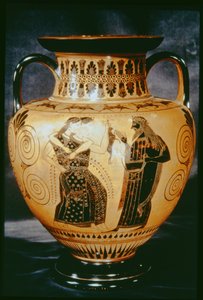 Amphore attique à figures noires représentant une scène dionysiaque, 540-530 av. J.-C.