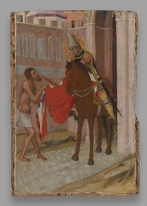 Saint Martin de Tours partageant son manteau avec un mendiant - Ambrogio Lorenzetti