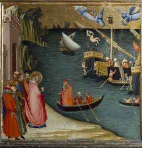 Saint Nicolas, évêque de Myre, sauve un navire transportant une cargaison de blé de la tempête. Scènes de la vie de Saint Nicolas