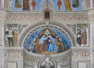 Couronnement de la Vierge Marie avec Dieu et le Saint-Esprit entre Francesco et Ludovico Sforza, 1500-1522 - Ambrogio da Fossano