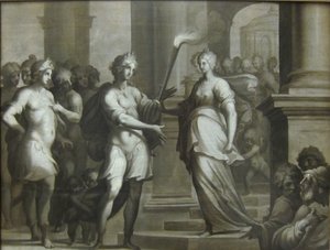 Théagène reçoit le flambeau des mains de Chariclée