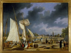 Le port de Caen par Louis Garneray, vers 1820 - Ambroise Louis Garneray