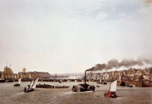 Vue du trafic fluvial sur la Seine à Rouen - Ambroise Louis Garneray