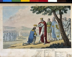 Henri I (1008 - 1060), dynastie capétienne. Vainqueur de son frère Robert le Vieux, il lui pardonna et lui donna le duché de Bourgogne en 1016 - Dessiné et gravé par Ambroise Tardieu en 1825.