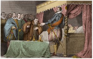 Henri III, roi de France, reconnaît sur son lit de mort Henri de Navarre comme son successeur légitime - Saint-Cloud, 2 août