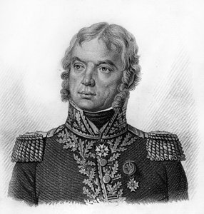 Portrait de François Étienne Damas, général français (1764-1828) - dans "Portraits des généraux français en suite les victoires et conquêtes des Français". Gravé par Ambroise Tardieu en 1818. Collection Stella