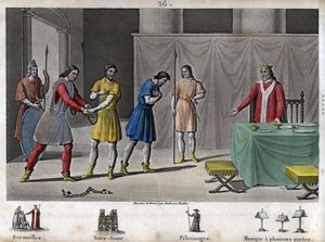 Robert II, le Pieux (970 - 1031) libère des conspirateurs - Robert II dit « Le Pieux » (972-1031), dynastie capétienne. Sachant que deux conspirateurs avaient été condamnés à mort, il les fit communier, les traita magnifiquement et les rendit à la liberté.