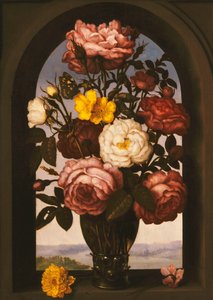 Roses dans un Roemer avec un bouton d