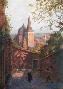 Escalier de la Fontaine, Liege (colour litho)