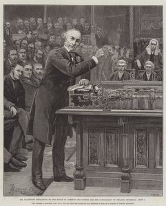 M. Gladstone expliquant à la Chambre des communes son projet pour le gouvernement de l