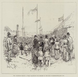 Mme Gladstone ouvrant une aire de jeux publique pour enfants sur le site de la prison de Horsemonger-Lane - Amedee Forestier