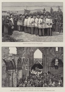 Le pèlerinage catholique romain à Lindisfarne, Holy Isle, sur la côte de Northumberland - Amedee Forestier