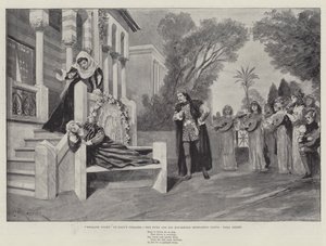 La Nuit des Rois, au Théâtre de Daly, le Duc et sa Maison sérénadant Olivia, Viola endormie