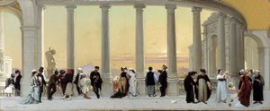 Personnages sur la terrasse du palais Longchamp à Marseille - Amedee Ternante Lemaire