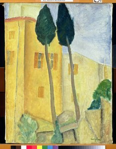 Cyprès et maison, 1919