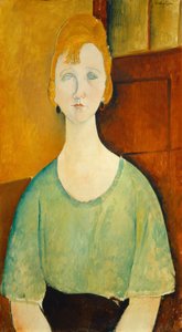 Fille en blouse verte