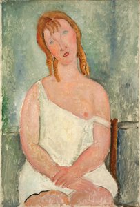 Jeune fille assise en chemise, 1918