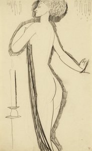 Femme nue debout de profil avec une bougie allumée, c. 1911