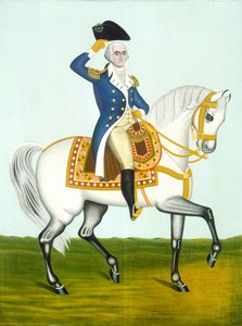 Le général Washington sur un cheval blanc