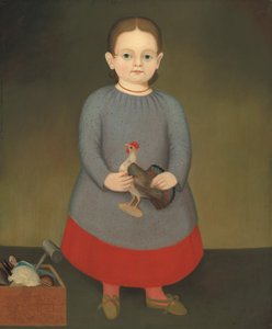 Fille avec un coq jouet - American 19th Century