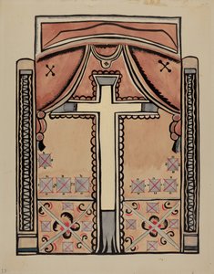 Panneau - Croix et draperies