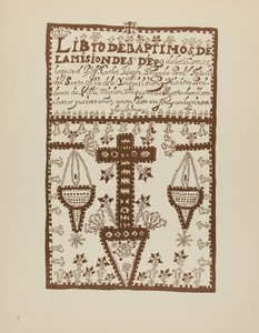 Planche 2 : Livre des baptêmes de Jemez : Du portfolio "Dessins coloniaux espagnols du Nouveau-Mexique" - American 20th Century
