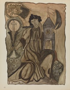 Planche 41 : Sainte Barbe : Du portfolio "Dessins coloniaux espagnols du Nouveau-Mexique" - American 20th Century