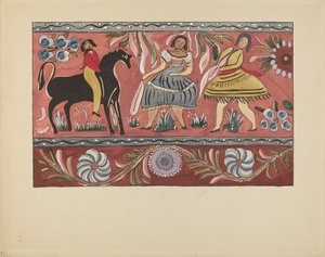 Planche 42 : Design de coffre peint : Du portfolio "Designs coloniaux espagnols du Nouveau-Mexique" - American 20th Century