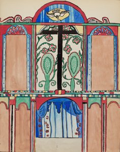 Planche 5 : Retable principal, Santa Cruz : Du portfolio "Dessins coloniaux espagnols du Nouveau-Mexique"