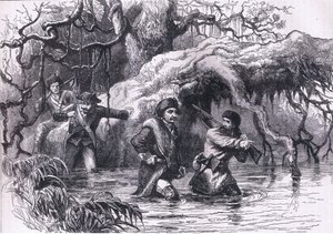 Clarke et ses soldats traversant le Wabash, illustration de l