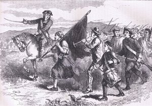 La foule à Springfield avec le drapeau noir, illustration de l
