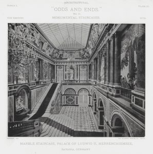 Escalier en marbre, Palais de Ludwig II, Herrenchiemsee, Bavière, Allemagne