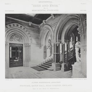 Escalier, Eaton Hall, près de Chester, Angleterre
